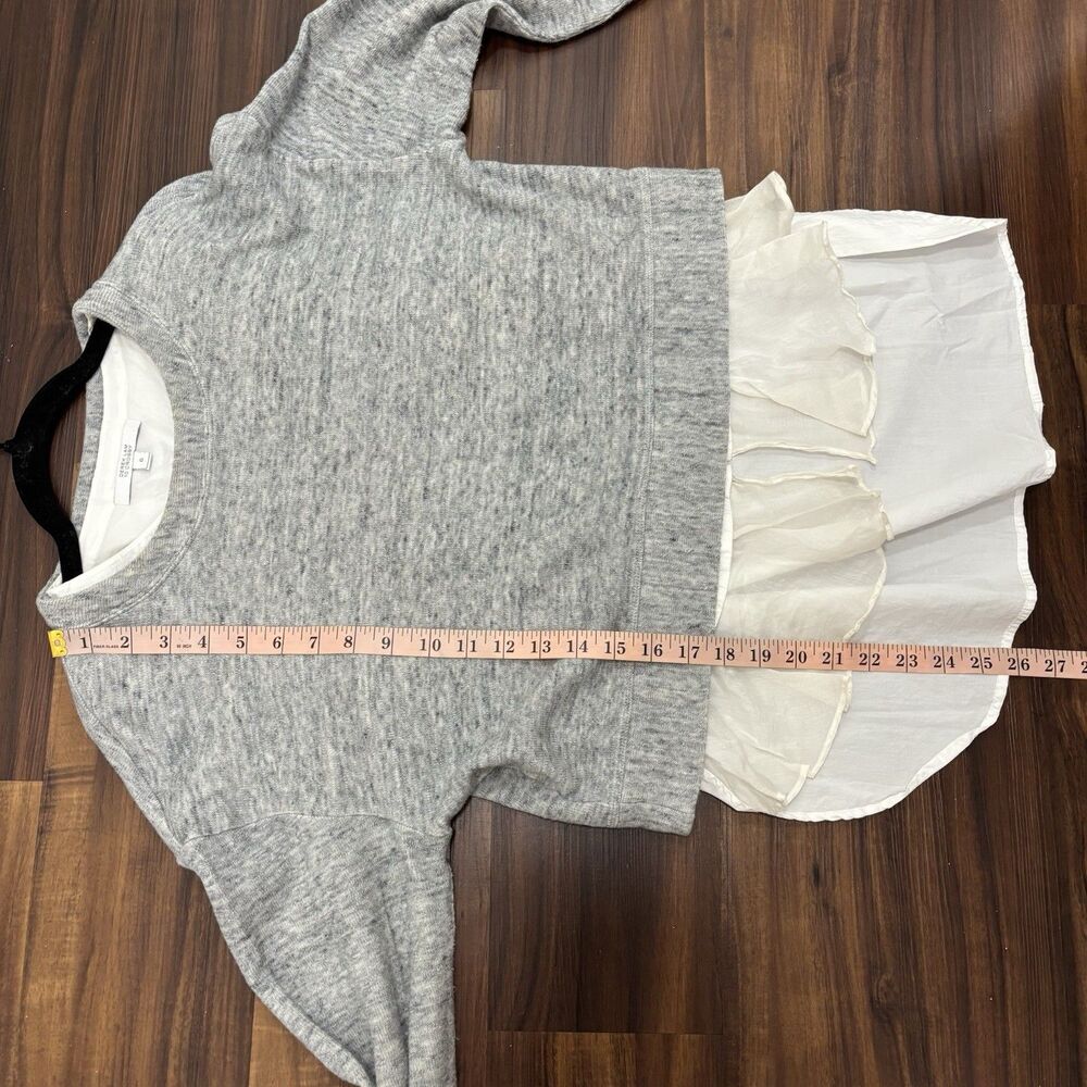 Derek Lam 10 Crosby Sz 6 Cropped Grey Sweater Layered White Button Up Top - Picture 8 of 9